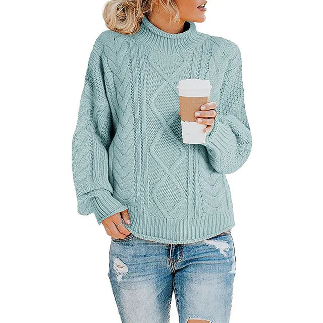 Mujer Jersey de Cuello Vuelto | Tejido Suave & Lavable a Máquina | Otoño e Invierno
