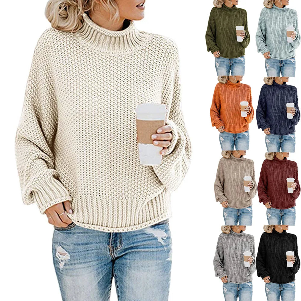 Mujer Jersey de Cuello Vuelto | Tejido Suave & Lavable a Máquina | Otoño e Invierno