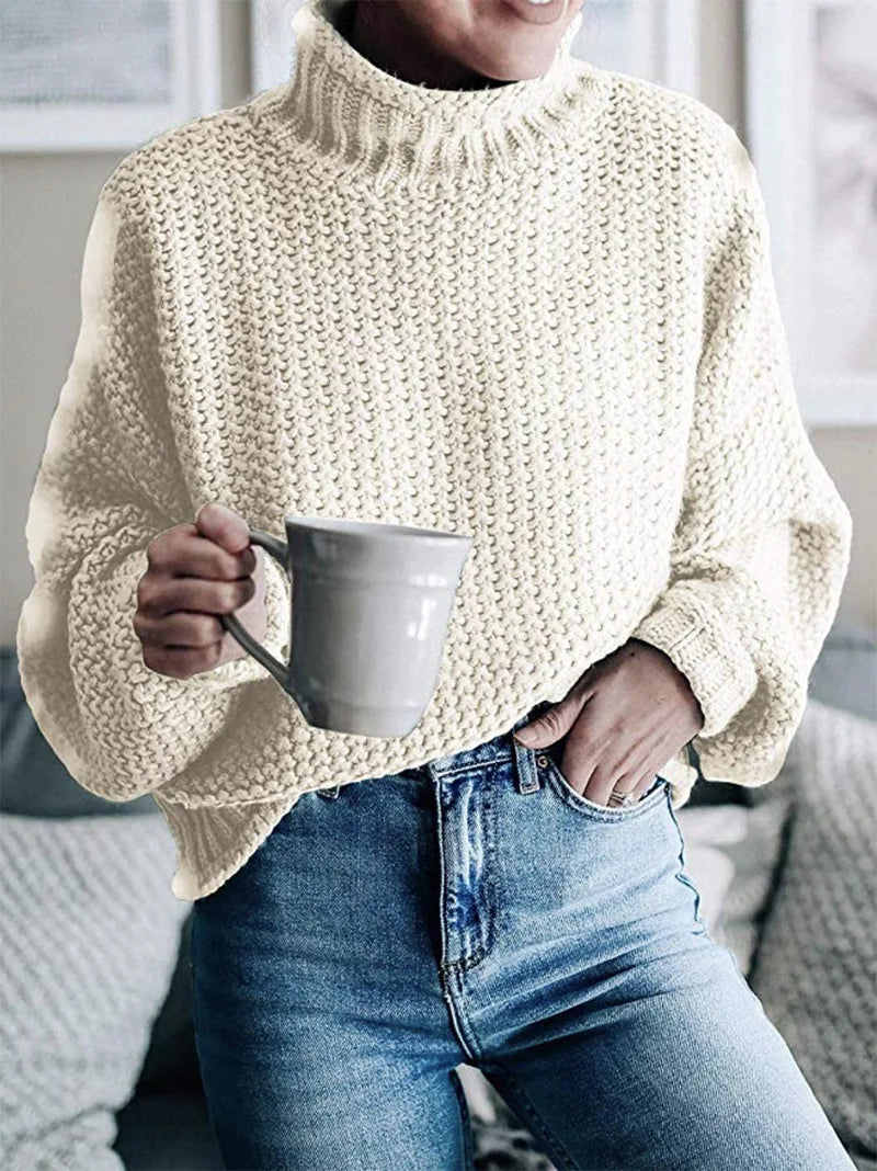 Mujer Jersey de Cuello Vuelto | Tejido Suave & Lavable a Máquina | Otoño e Invierno