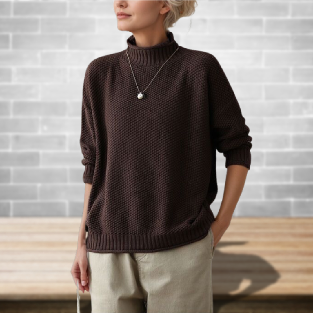 Mujer Jersey de Punto | Lana y Algodón & Cuello Redondo | Otoño e Invierno