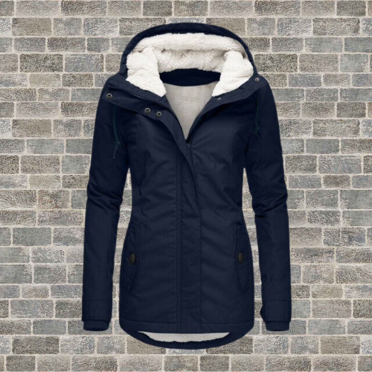 Mujer Abrigo con Capucha | Capucha de Lana de Cordero & Algodón Plisado | Otoño e Invierno