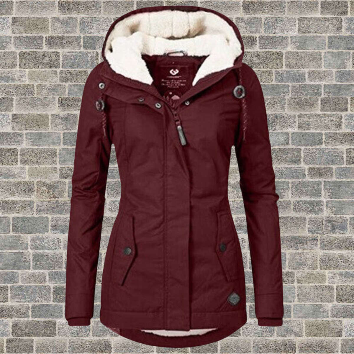 Mujer Abrigo con Capucha | Capucha de Lana de Cordero & Algodón Plisado | Otoño e Invierno