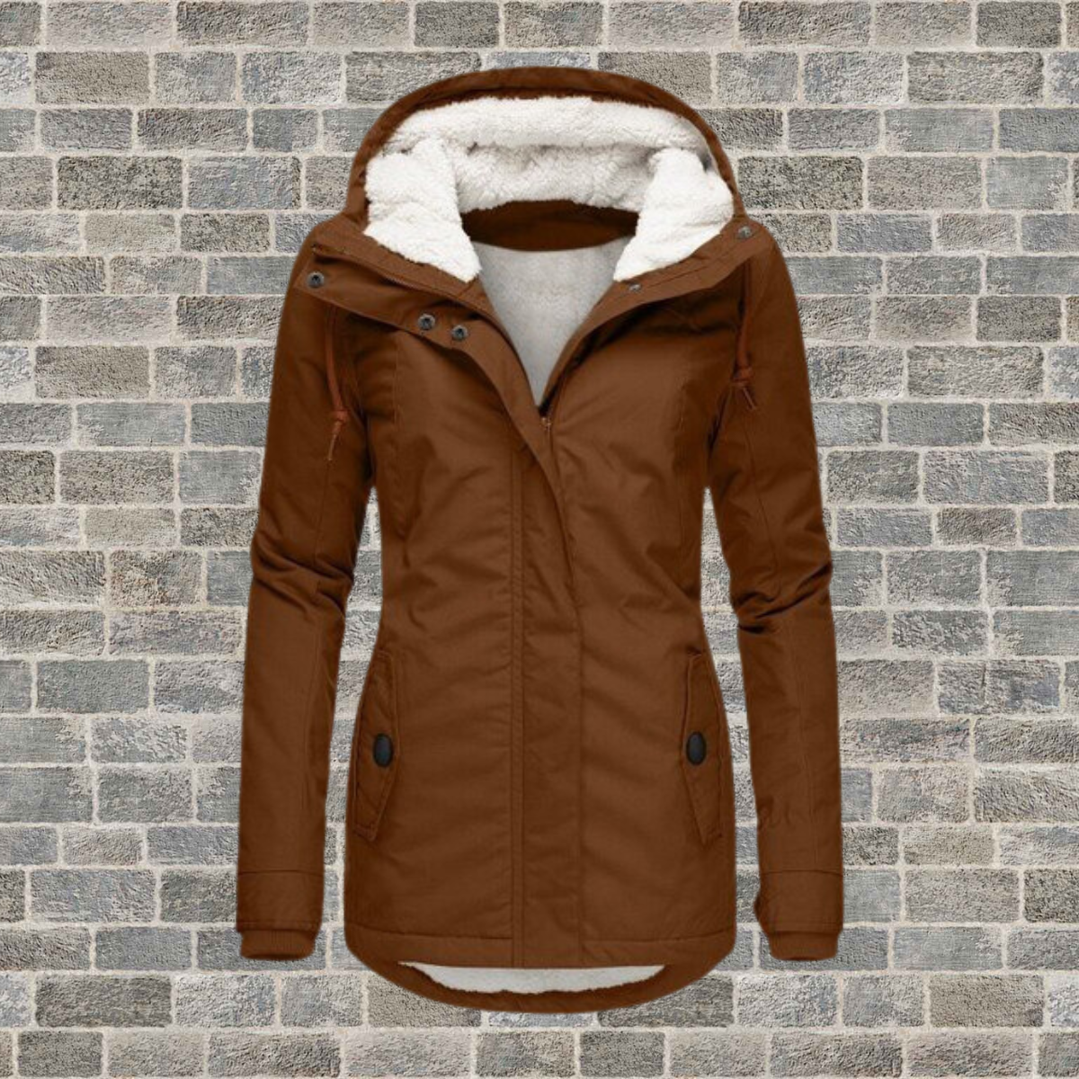 Mujer Abrigo con Capucha | Capucha de Lana de Cordero & Algodón Plisado | Otoño e Invierno
