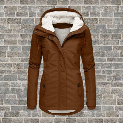 Mujer Abrigo con Capucha | Capucha de Lana de Cordero & Algodón Plisado | Otoño e Invierno