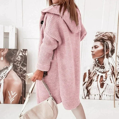Mujer Cárdigan de Punto Largo | Capucha & Cierre de Botón | Otoño e Invierno