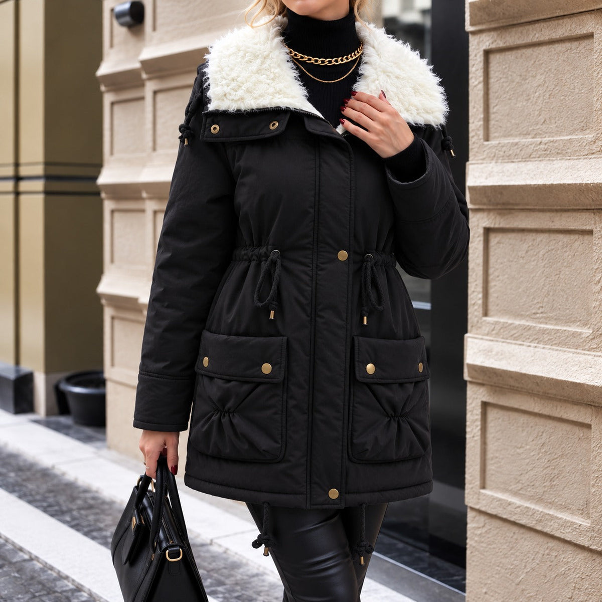Mujer Abrigo con Gola Alta | Forro Suave & Bolsos con Aba | Otoño e Invierno