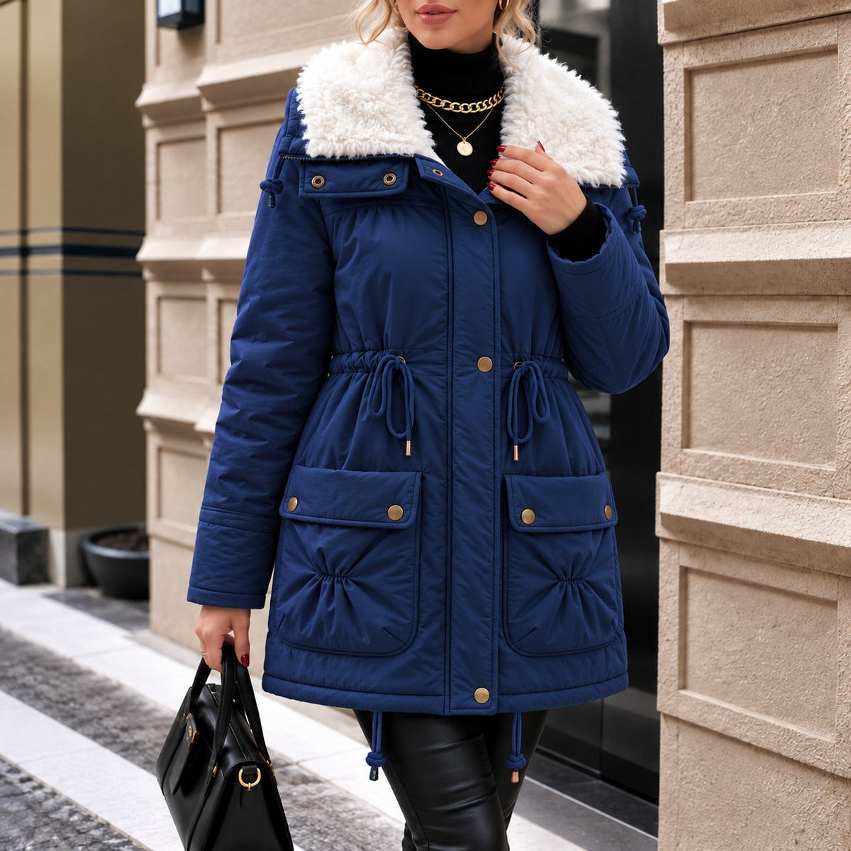 Mujer Abrigo con Gola Alta | Forro Suave & Bolsos con Aba | Otoño e Invierno