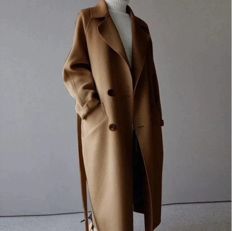 Mujer Abrigo Largo de Lana | Forrado & Cierre de Botones | Otoño e Invierno