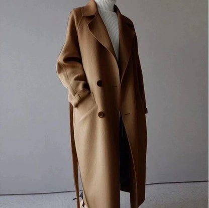 Mujer Abrigo Largo de Lana | Forrado & Cierre de Botones | Otoño e Invierno