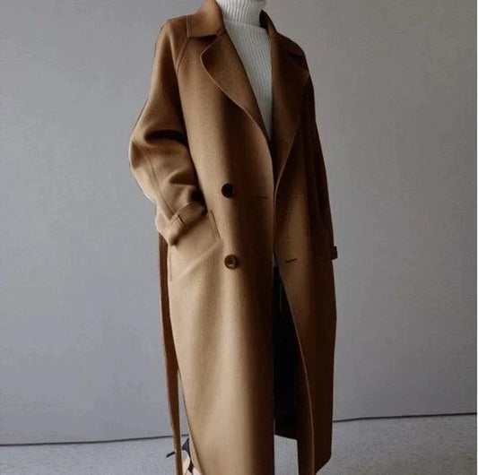 Mujer Abrigo Largo de Lana | Forrado & Cierre de Botones | Otoño e Invierno
