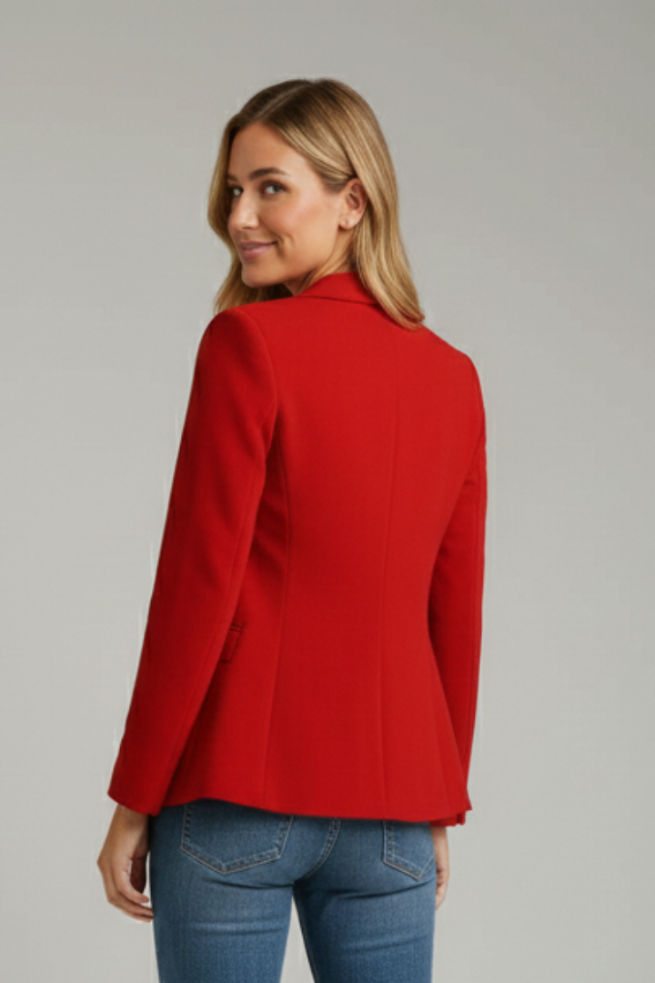 Americana con solapa de muesca y botón único para mujer | Rojo