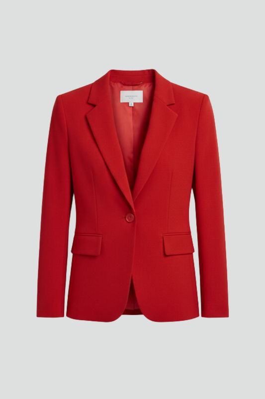 Americana con solapa de muesca y botón único para mujer | Rojo