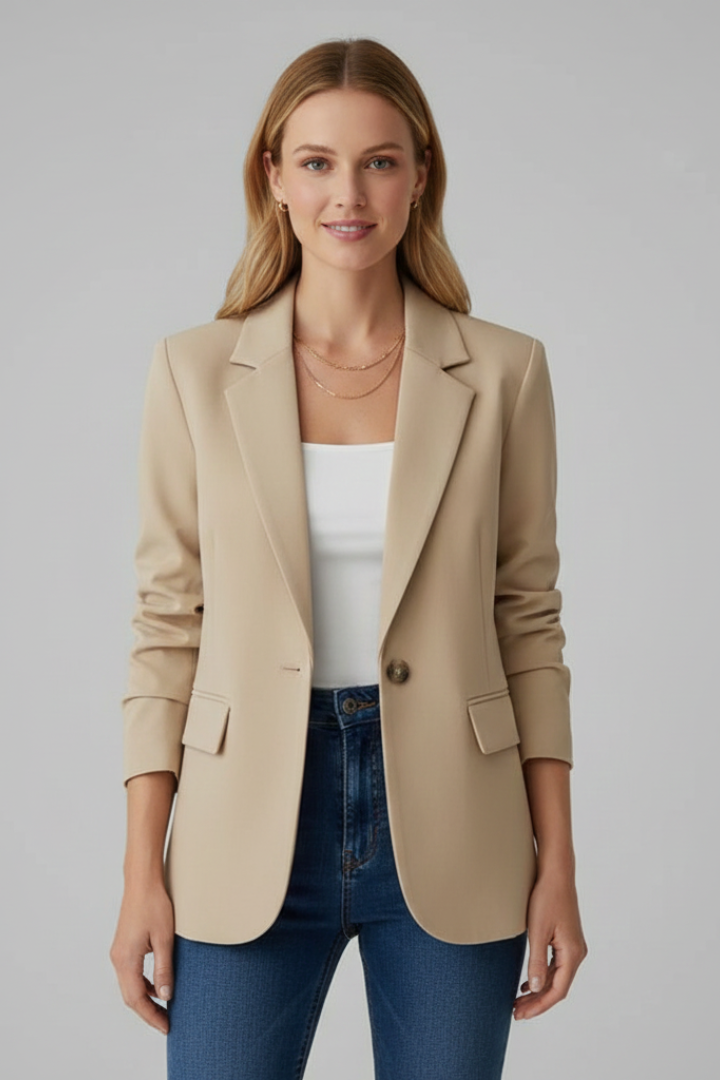 Americana con solapa de muesca y botón único para mujer | Rojo