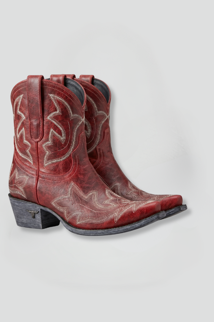 Botas vaqueras de piel con bordados | Caña media y tacón bajo