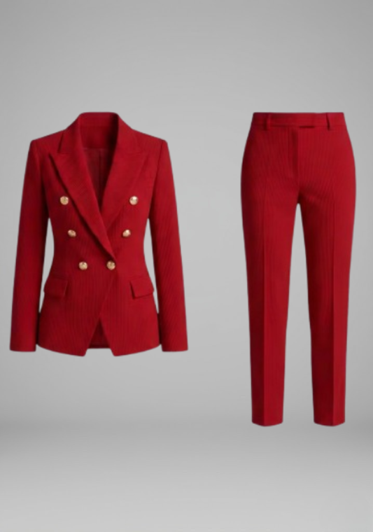 Mujer Traje de Chaqueta y Pantalón | Cruzado & Botones Metálicos | Oficina y Trabajo
