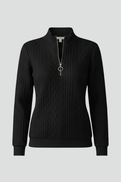 Mujer Jersey de Punto Trenzado | Cuello con Cremallera & Corte Recto | Uso Diario
