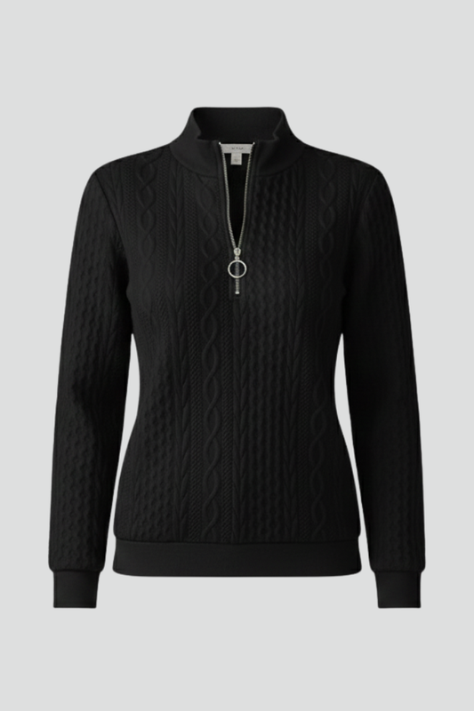 Mujer Jersey de Punto Trenzado | Cuello con Cremallera & Corte Recto | Uso Diario