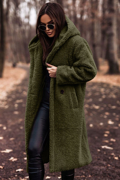 Mujer Abrigo con Capucha | Cierre de Botones & Largo por la Rodilla | Otoño e Invierno