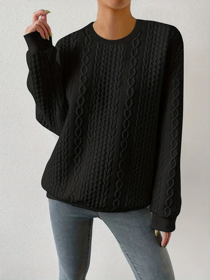 Mujer Jersey de Punto Trenzado | Cuello Redondo & Corte Holgado | Otoño e Invierno