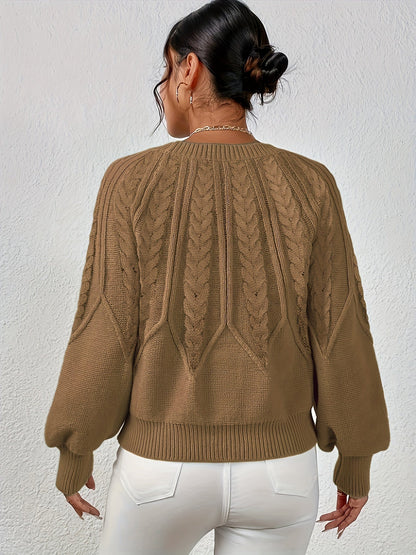Mujer Jersey de Punto Trenzado | Corte Relajado & Manga Farol | Uso Diario