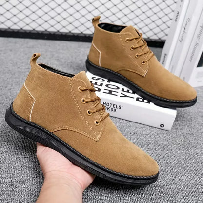 Hombre Botines de Antelina | Cierre de Cordones & Suela de Goma | Uso Diario