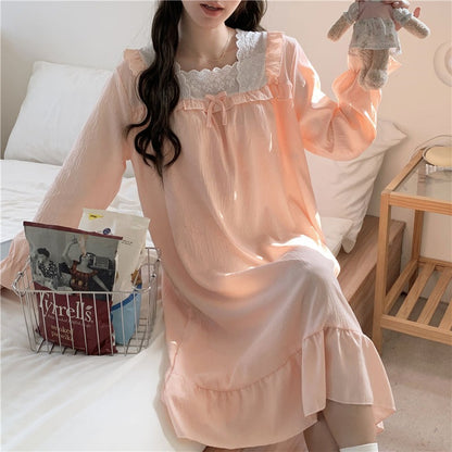 Camicia da notte lunga vittoriana con pizzo floreale | Cotone bianco da donna