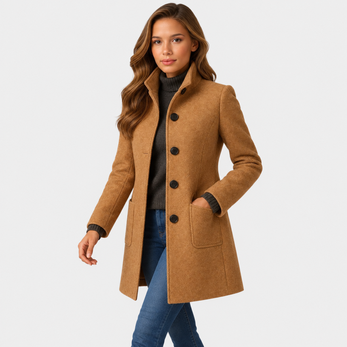 Donna Cappotto Classico Sagomato | Chiusura con Bottoni & Taglio Strutturato | Primavera e Autunno