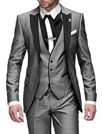 Hombre Traje Elegante de Tres Piezas | Chaqueta con Chaleco & Pantalón a Juego | Fiesta y Noche