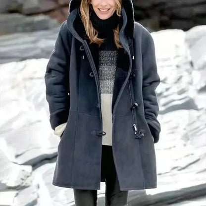 Mujer Abrigo con Capucha | Forro Polar & Corte Entallado | Otoño e Invierno