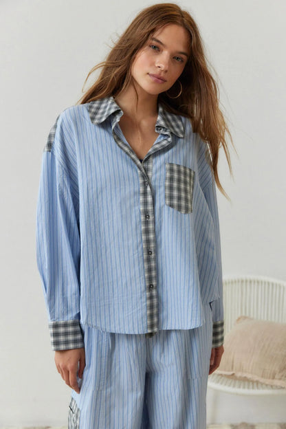 Mujer Pijama de Algodón de Dos Piezas | Tejido Elástico & Corte Holgado | Otoño