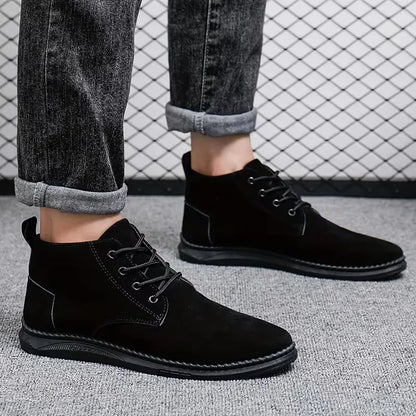 Hombre Botines de Antelina | Cierre de Cordones & Suela de Goma | Uso Diario