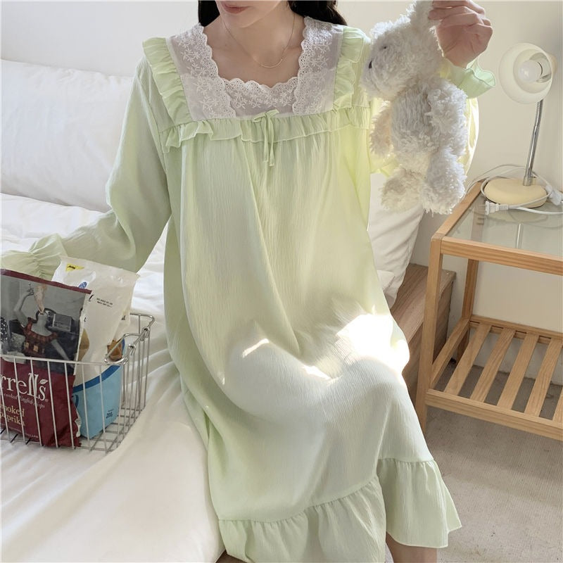 Camicia da notte lunga vittoriana con pizzo floreale | Cotone bianco da donna