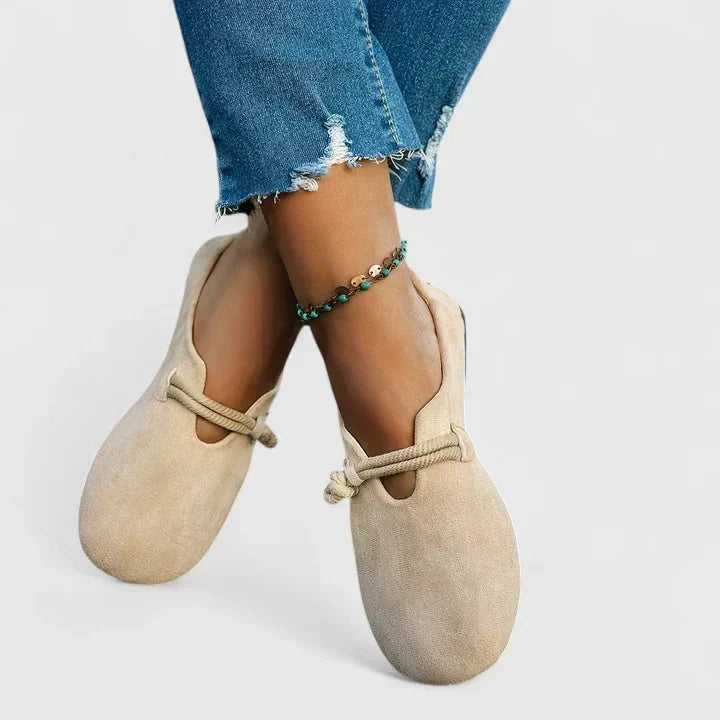 Mocasín con cordones de estilo elegante para mujer | Beige y negro