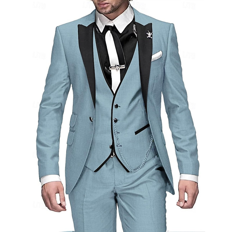 Hombre Traje Elegante de Tres Piezas | Chaqueta con Chaleco & Pantalón a Juego | Fiesta y Noche