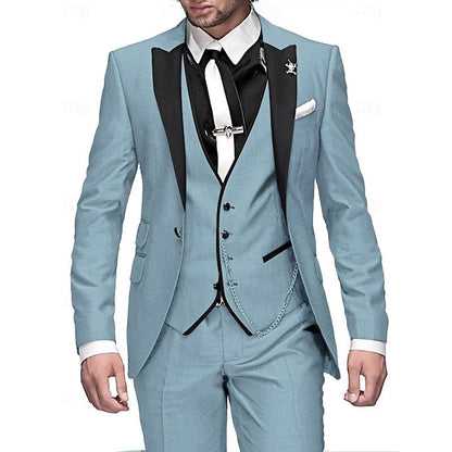Hombre Traje Elegante de Tres Piezas | Chaqueta con Chaleco & Pantalón a Juego | Fiesta y Noche