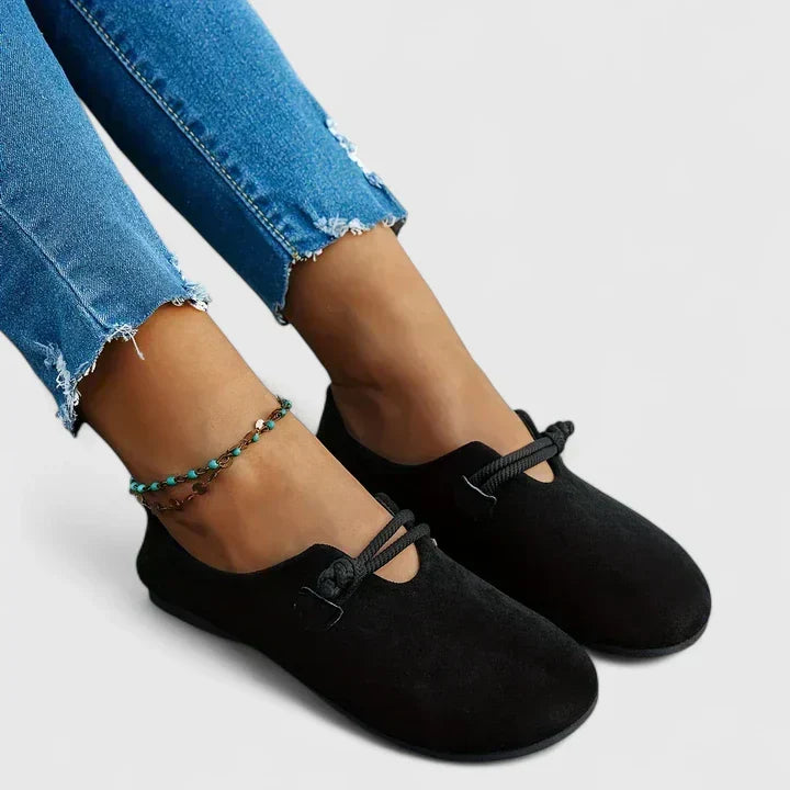 Mocasín con cordones de estilo elegante para mujer | Beige y negro