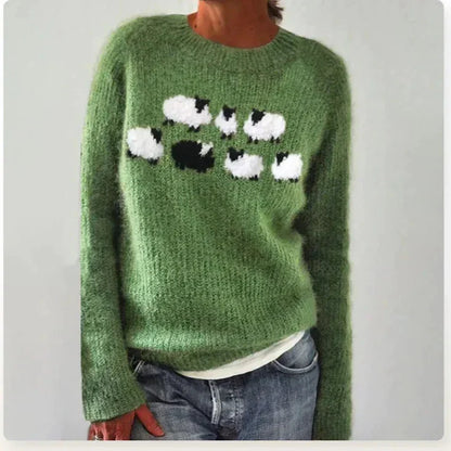 Mujer Jersey de Punto | Cuello Barco & Estampado Nórdico | Otoño e Invierno