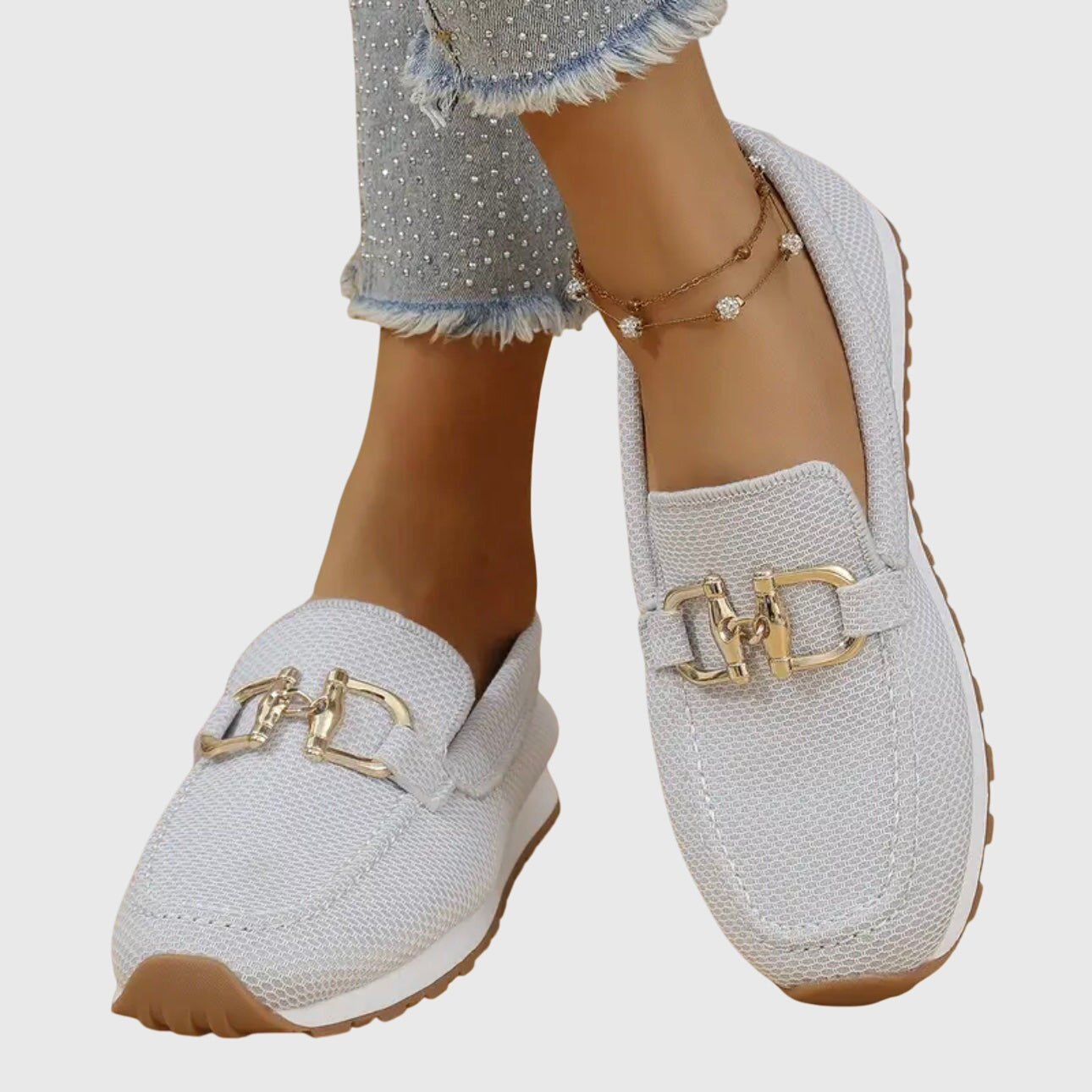 Mocasín de malla con hebilla para mujer | Suela antideslizante