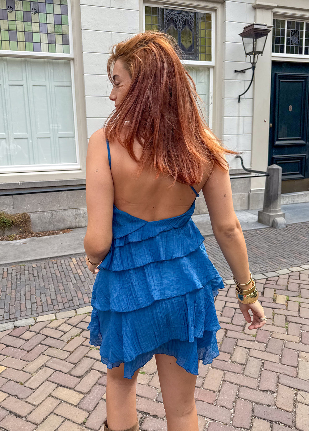 Minivestido asimétrico con volantes para mujer | Tirante único de verano