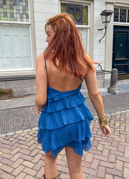 Minivestido asimétrico con volantes para mujer | Tirante único de verano