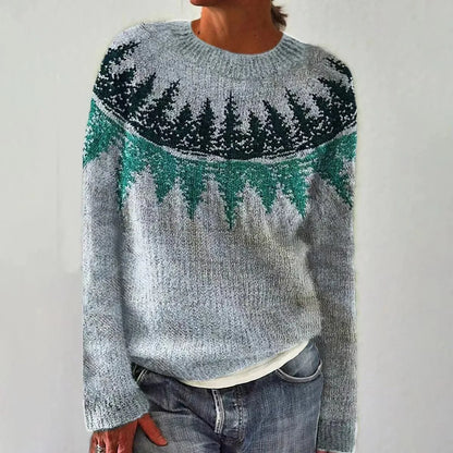 Mujer Jersey de Punto | Cuello Barco & Estampado Nórdico | Otoño e Invierno