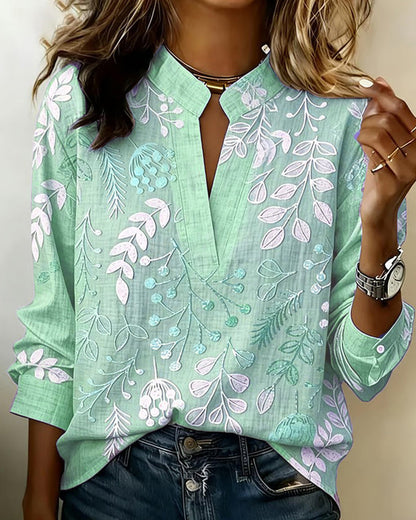 Blusa de flores en tonos pastel con escote en V para mujer | Tejido suave y ligero