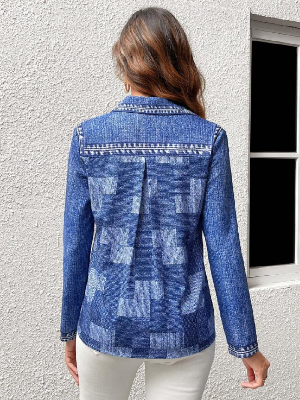 Camisa de cuadros con botones para mujer | Algodón de manga larga