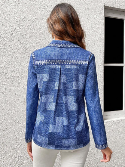Camisa de cuadros con botones para mujer | Algodón de manga larga