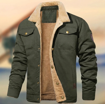 Hombre Chaqueta con Cuello Sherpa | Cierre de Botones & Corte Holgado | Uso Diario