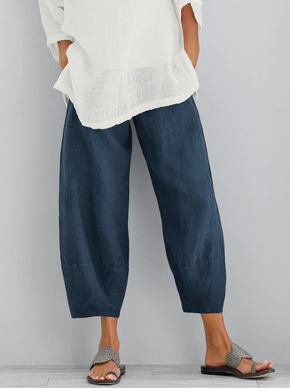 Pantalón corto holgado de algodón para mujer | Cintura elástica con bolsillos
