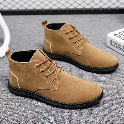 Hombre Botines de Antelina | Cierre de Cordones & Suela de Goma | Uso Diario