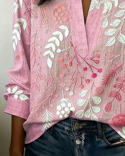 Blusa de flores en tonos pastel con escote en V para mujer | Tejido suave y ligero