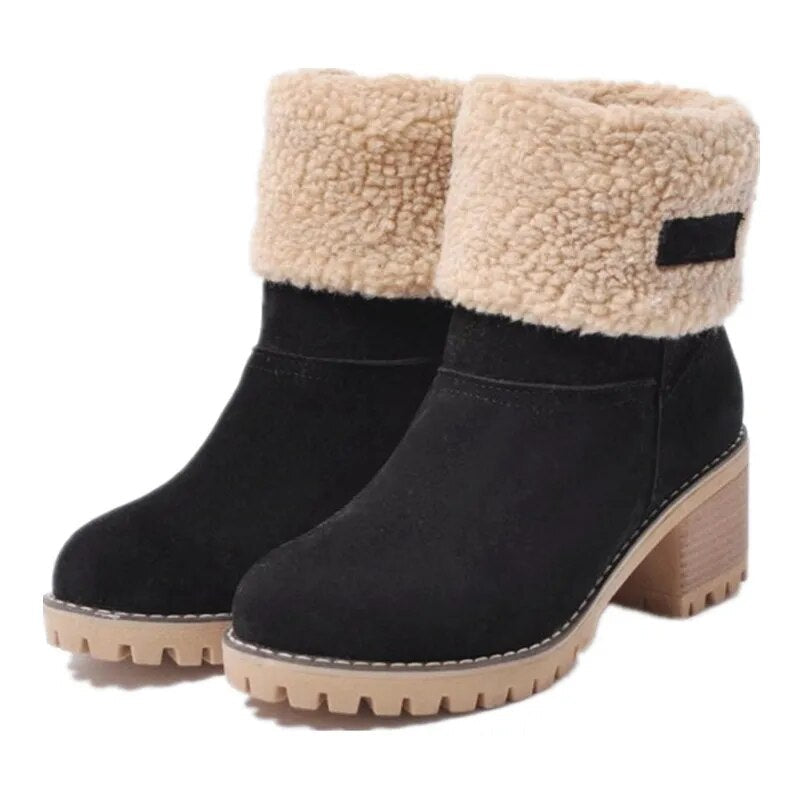 Mujer Botines de Tacón con Borreguillo | Tacón en Bloque & Suela Dentada | Otoño e Invierno