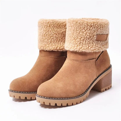 Mujer Botines de Tacón con Borreguillo | Tacón en Bloque & Suela Dentada | Otoño e Invierno